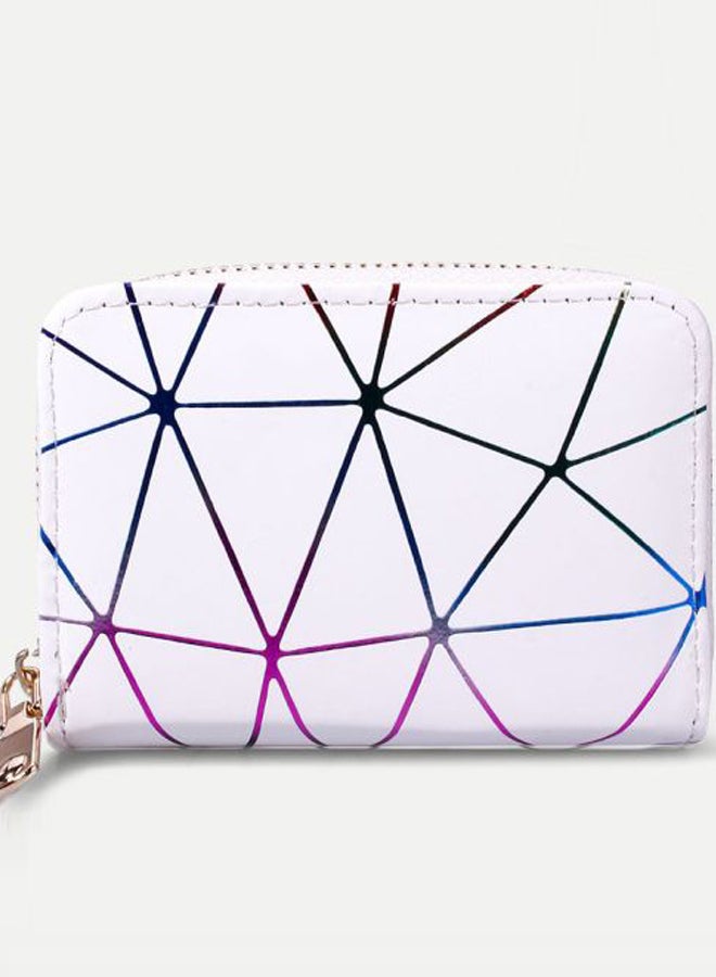 Sharpdo Rhombic Patterned Women Card Holder Bag White/Black/Purple - Image 2